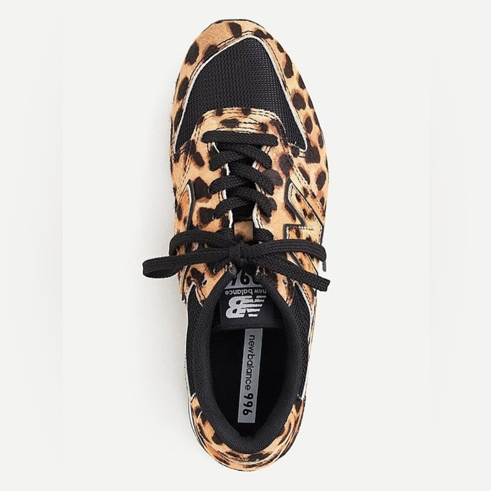 NWOT New Balance 996 J Crew Collab Leopard Print Calf Hair Sneakers Size 8 - Picture 3 of 10